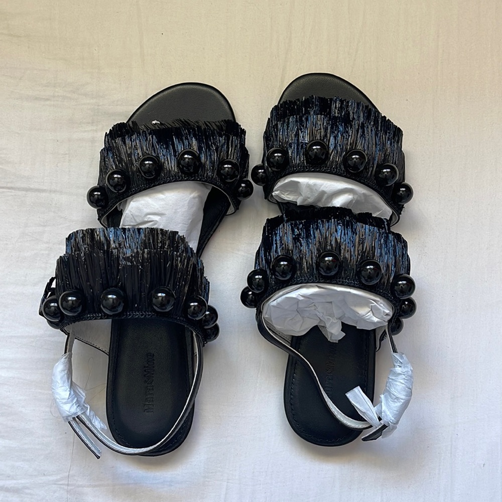 Mara & Mine Black Tassel Sandals